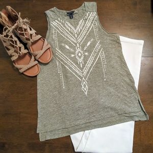 Tribal Print Green Tank Size Extra Small